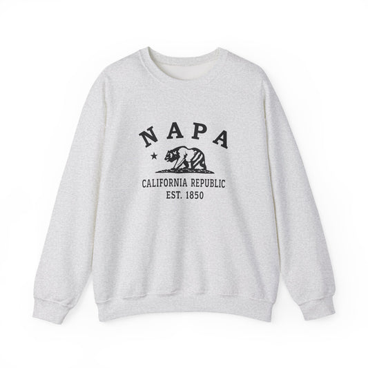 Napa California Vintage Retro Unisex Heavy Crewneck Sweatshirt - Black Logo