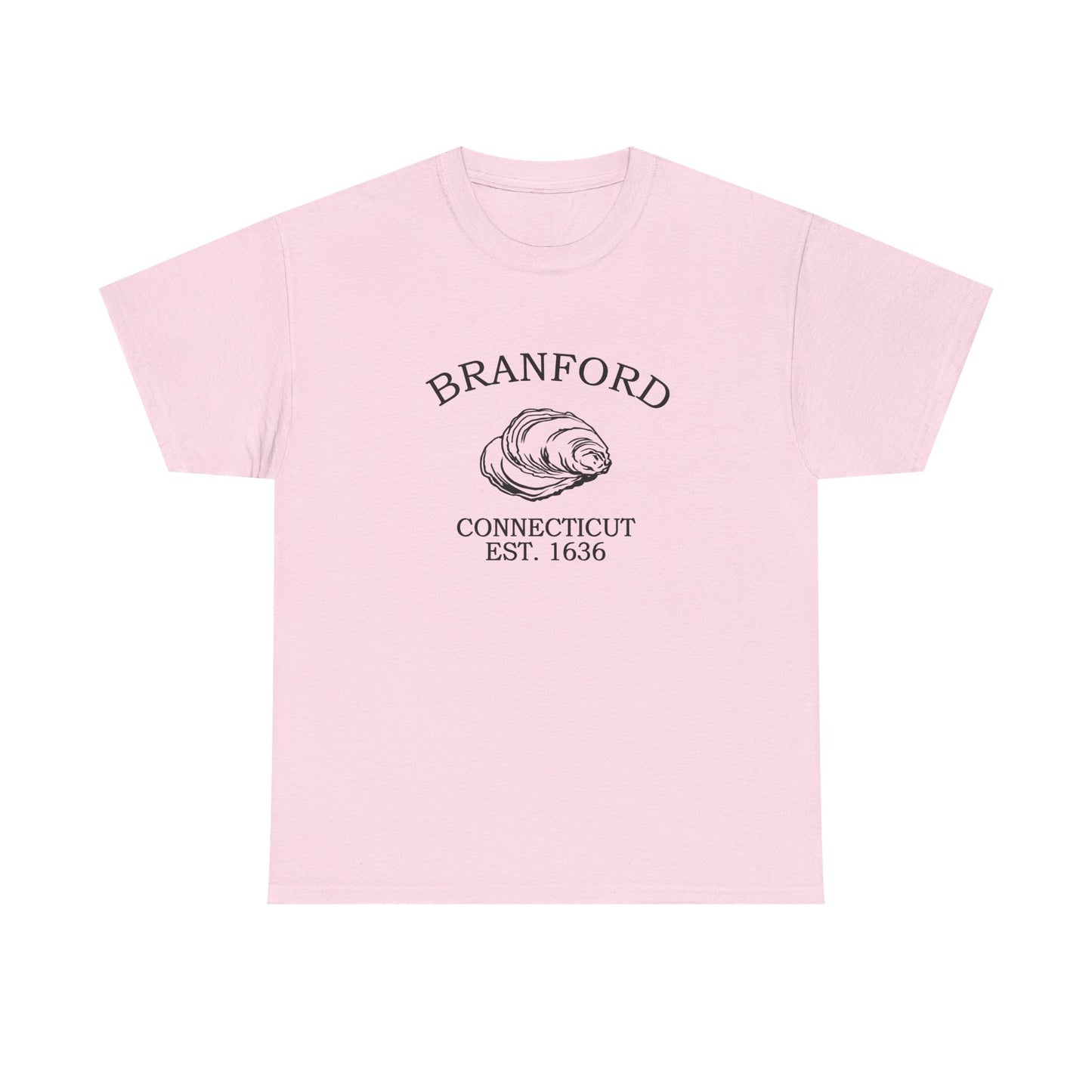 Branford Connecticut Vintage Retro Unisex Heavy Cotton Tee - Black Logo