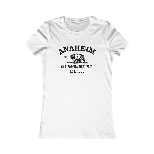 Anaheim California Vintage Retro Womens Fitted Ringspun Cotton Tee - Black Logo