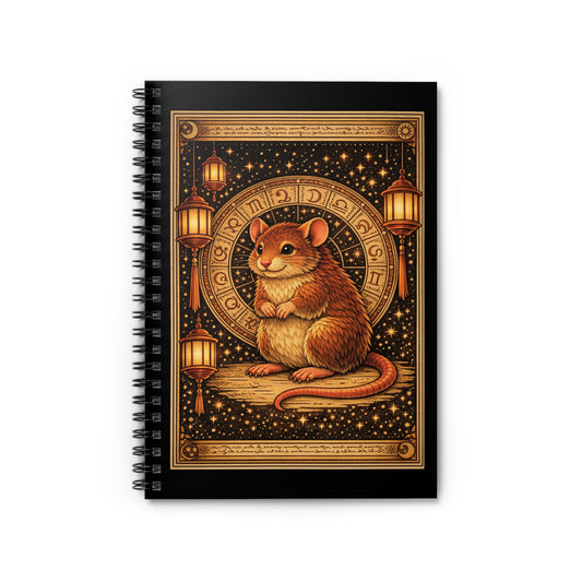 Zodiac Year of the Rat (2020+) Vintage Retro Art Series Spiral Ruled Journal
