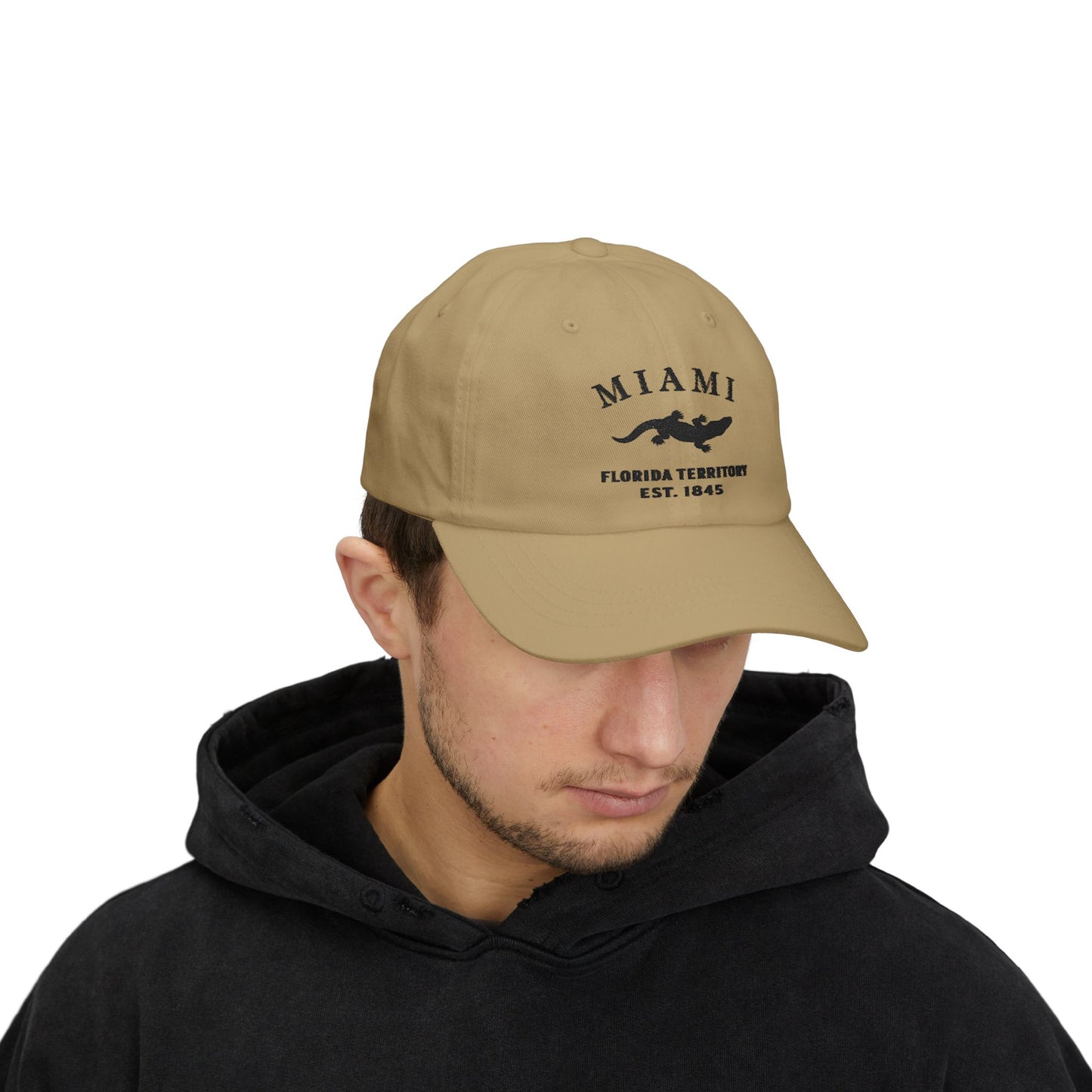 Miami Florida Classic Embroidered Vintage Retro Cotton Cap - Black Logo
