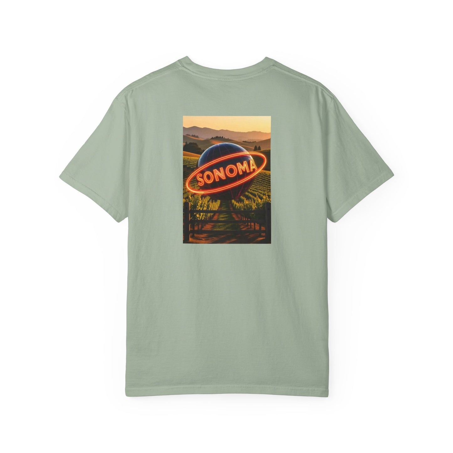 Sonoma California Vintage Retro Back Printed Art Series Cotton Tee - Black Logo