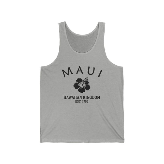 Maui Hawaii Vintage Retro Unisex Cotton Jersey Tank Top - Black Logo