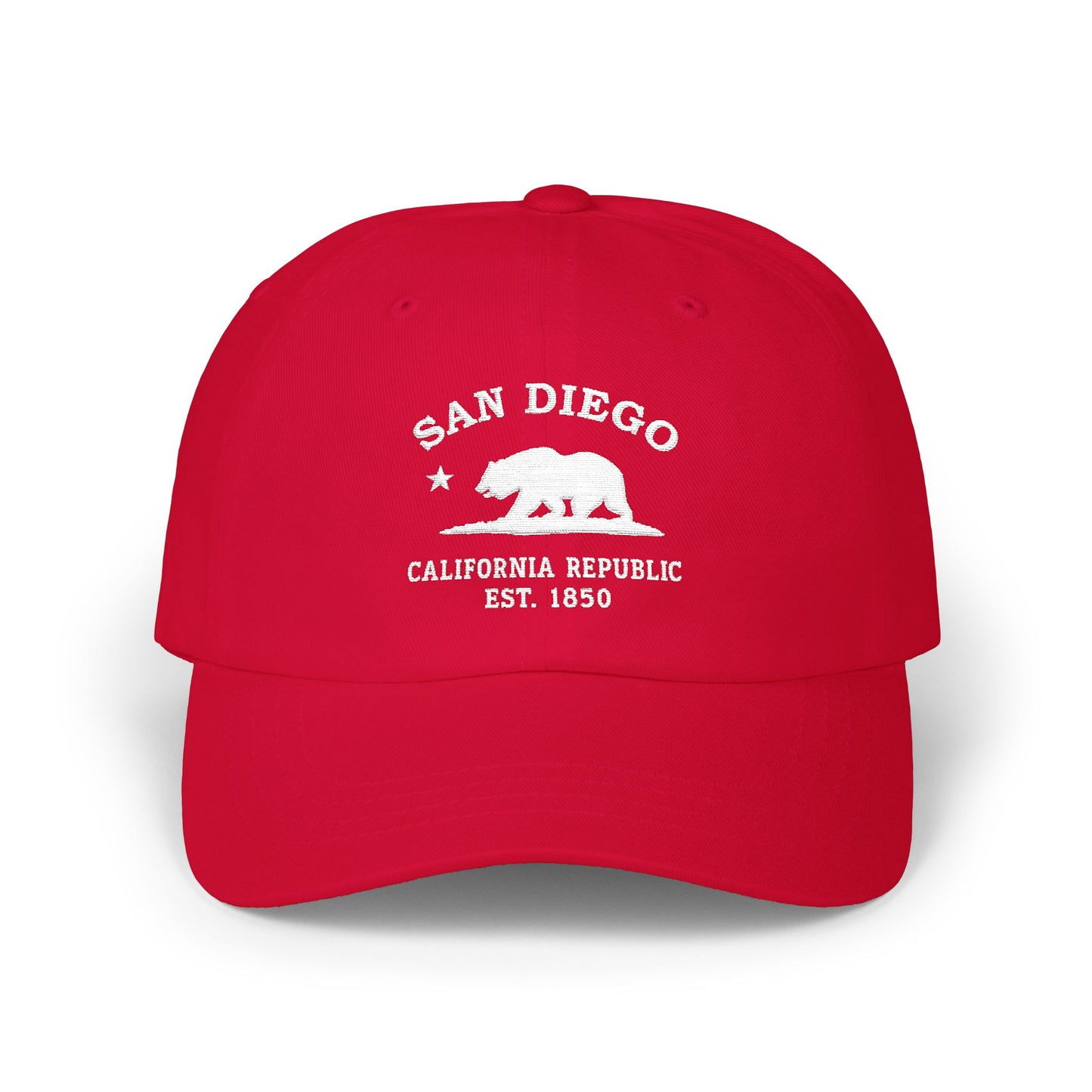 San Diego California Classic Embroidered Vintage Retro Cotton Cap - White Logo