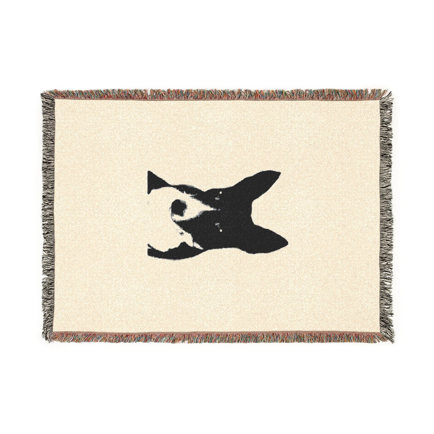A Life Well Lived Basenji Retro Cotton Woven Blanket - Black Logo