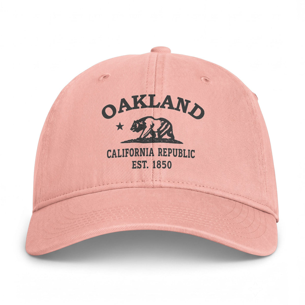 Oakland California Distressed Cotton Cap - Charcoal Print Logo