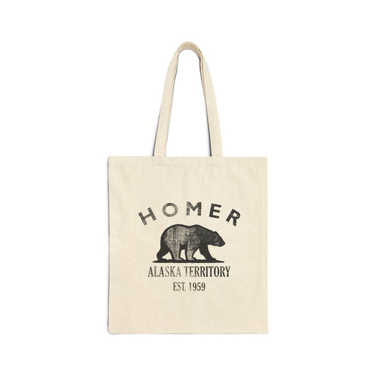 Homer Alaska Vintage Retro Cotton Canvas Tote Bag - Black Logo