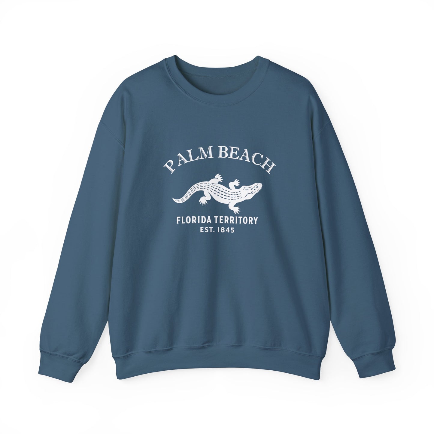 Palm Beach Florida Vintage Retro Unisex Heavy Crewneck Sweatshirt - White Logo