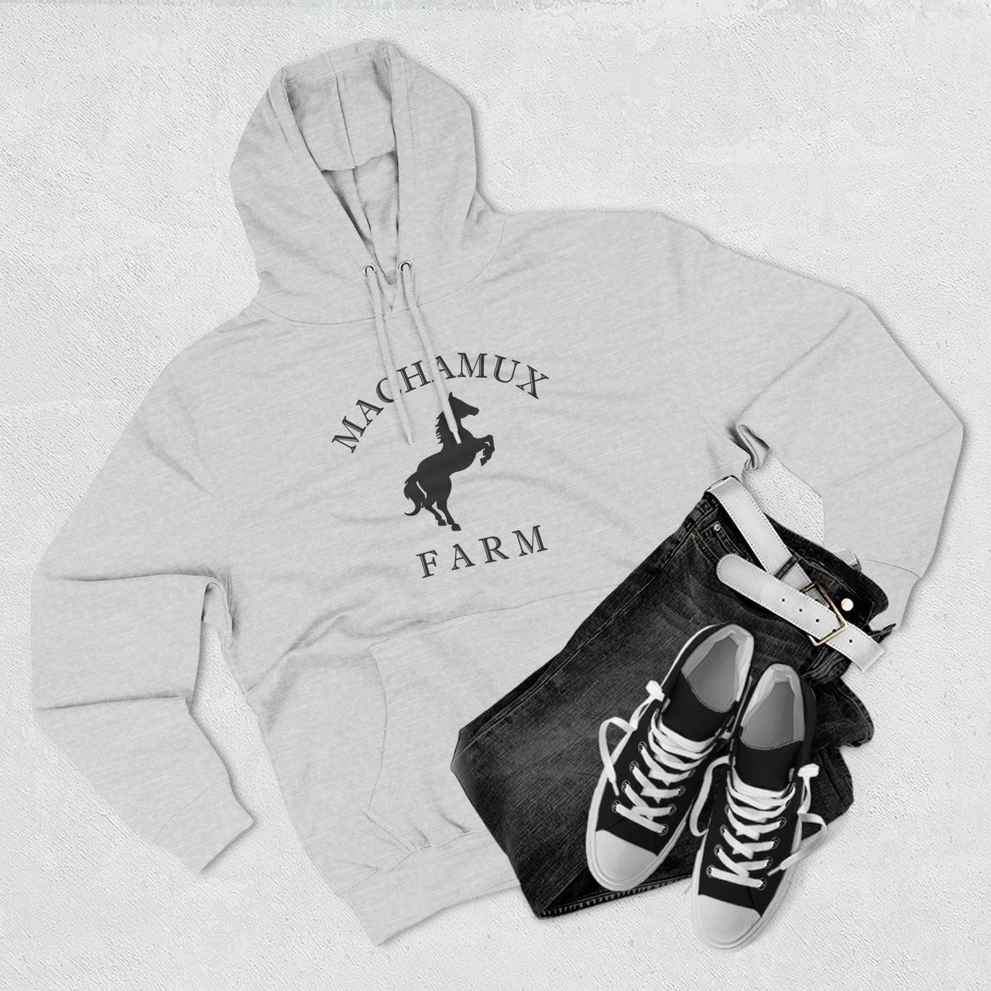 Machamux Farm Vintage Retro Unisex Heavy Cotton Hoodie - Black Logo