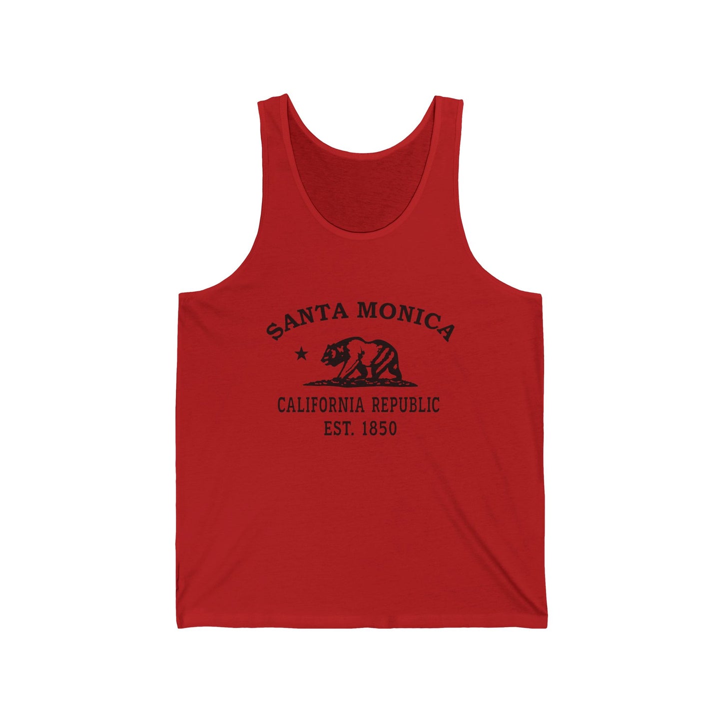Santa Monica California Unisex Cotton Jersey Tank Top - Black Logo