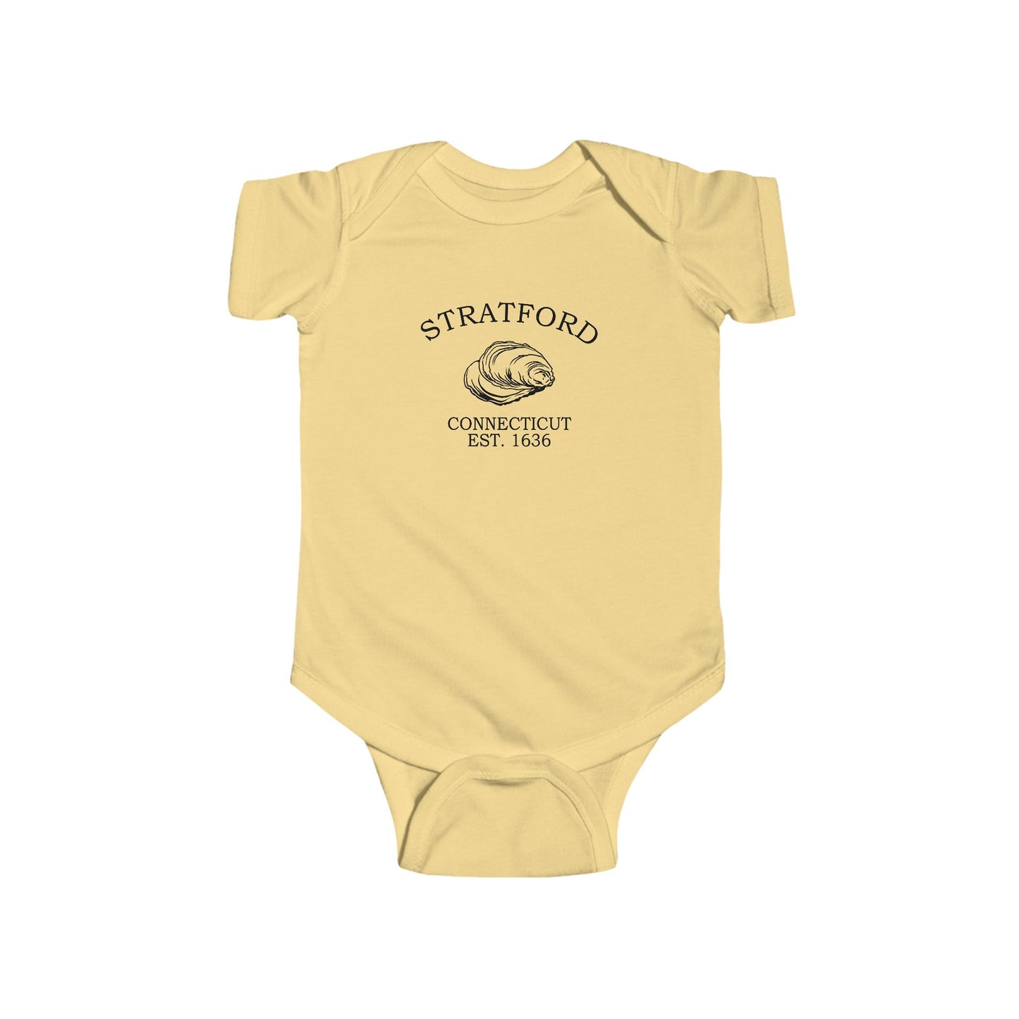 Stratford Connecticut Cotton Jersey Baby Bodysuit - Black Logo