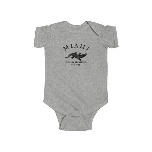 Miami Florida Vintage Retro Cotton Jersey Baby Bodysuit - Black Logo