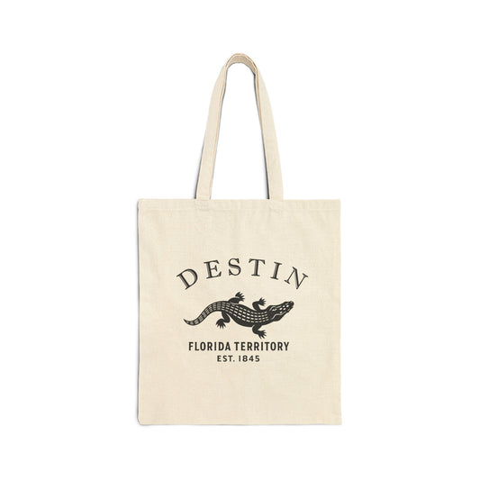 Destin Florida Vintage Retro Cotton Canvas Tote Bag - Black Logo