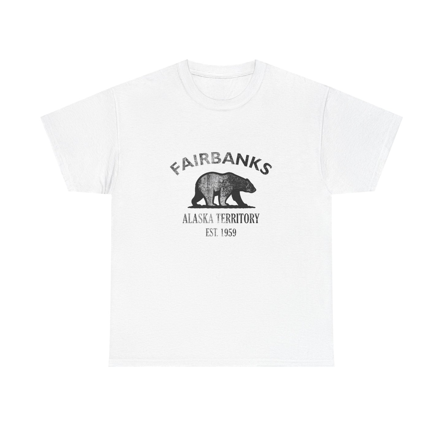 Fairbanks Alaska Vintage Retro Unisex Heavy Cotton Tee - Black Logo
