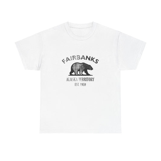 Fairbanks Alaska Vintage Retro Unisex Heavy Cotton Tee - Black Logo