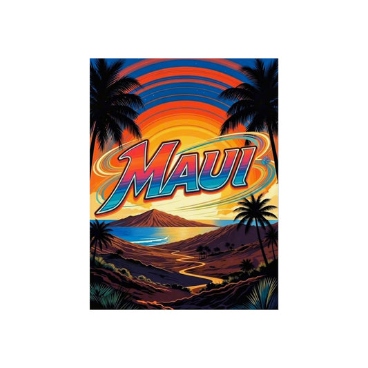Maui Hawaii Vintage Style Giclée Print Art Series Poster, 24" x 32" (Vertical)