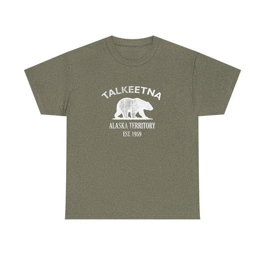 Talkeetna Alaska Vintage Retro Unisex Heavy Cotton Tee - White Logo