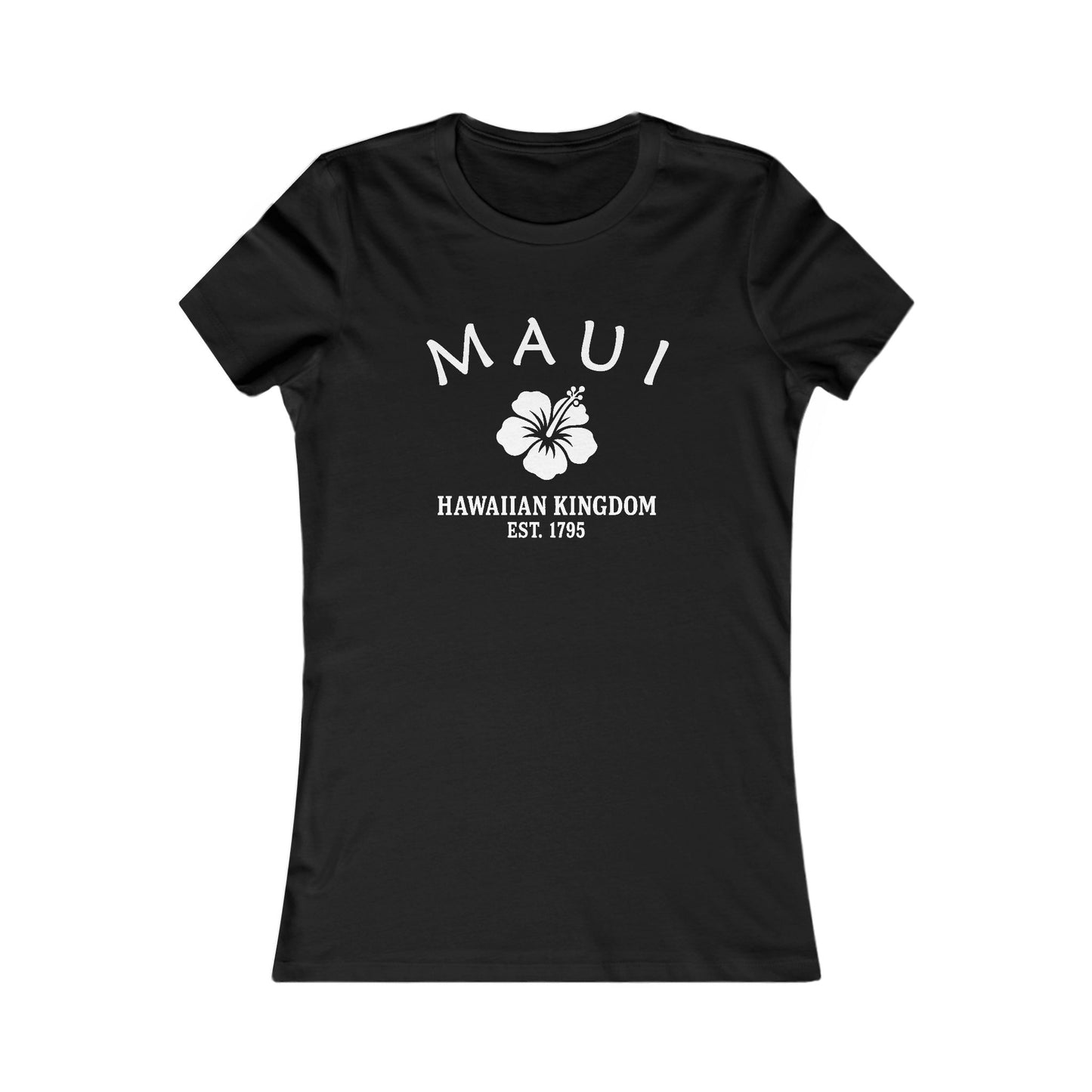 Maui Hawaii Vintage Retro Womens Fitted Ringspun Cotton Tee - White Logo