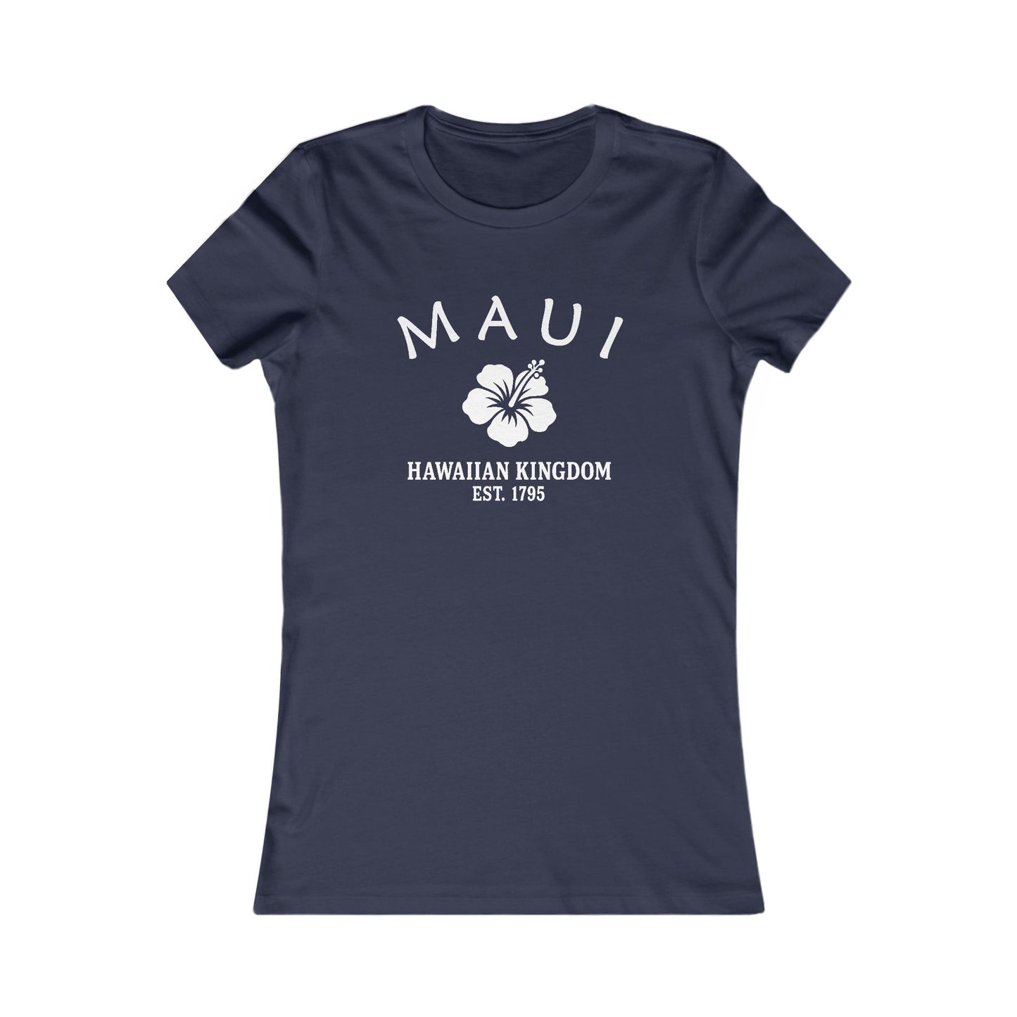 Maui Hawaii Vintage Retro Womens Fitted Ringspun Cotton Tee - White Logo