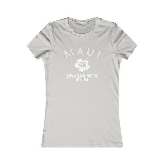 Maui Hawaii Vintage Retro Womens Fitted Ringspun Cotton Tee - White Logo