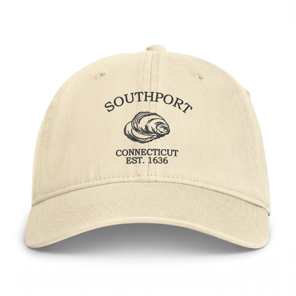 Southport Connecticut Distressed Cotton Cap - Charcoal Print Logo
