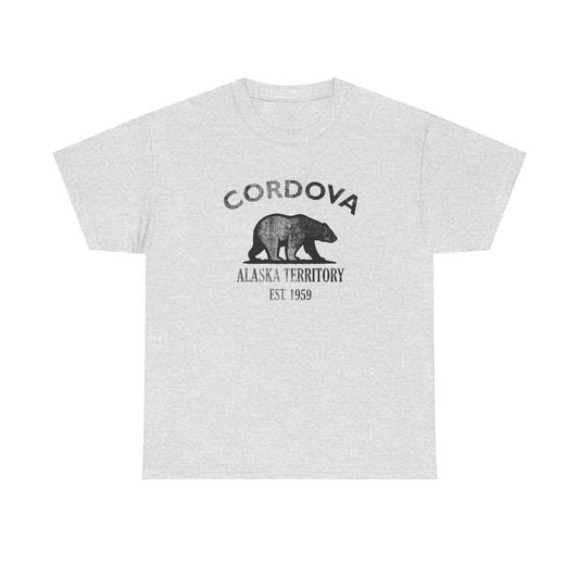 Cordova Alaska Vintage Retro Unisex Heavy Cotton Tee - Black Logo