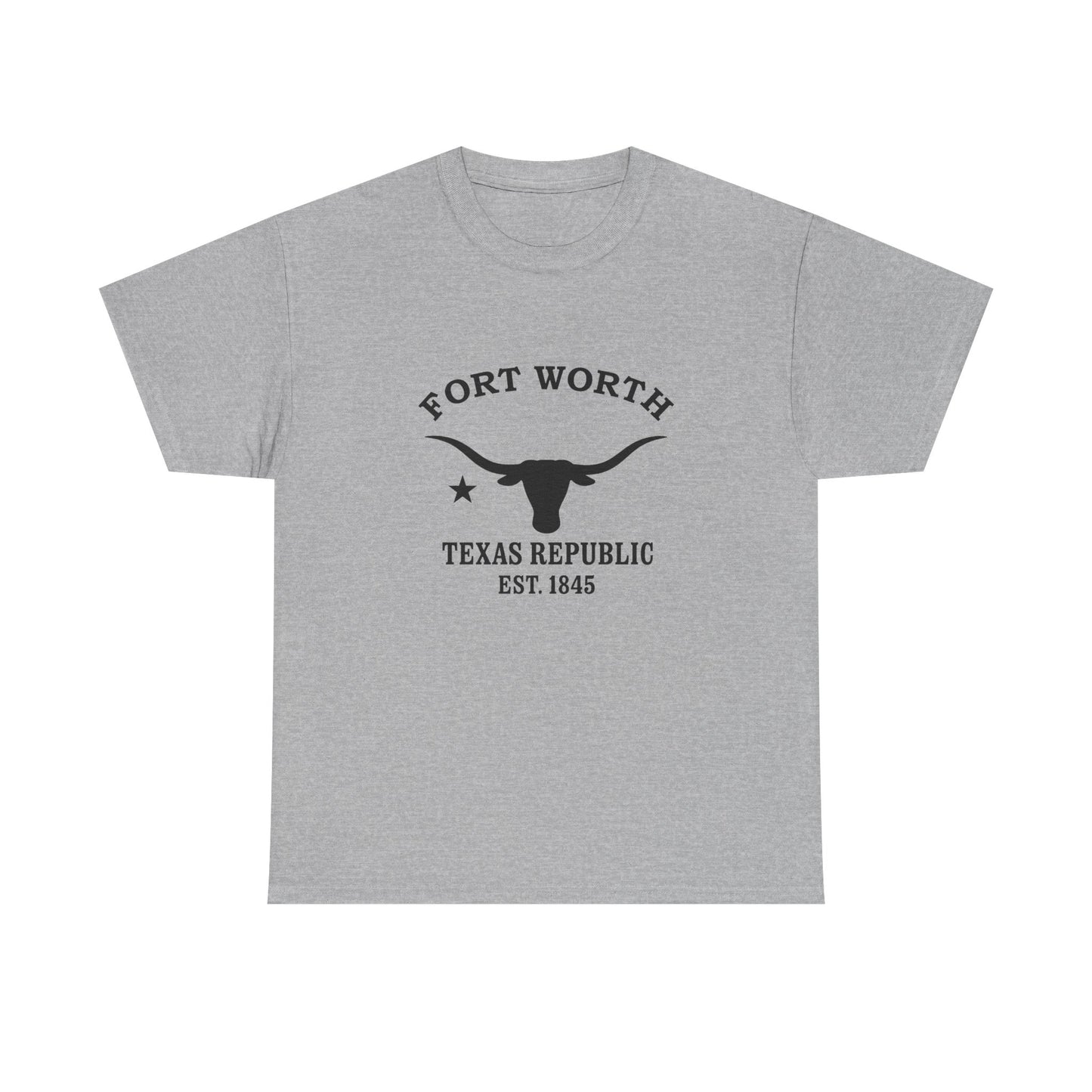 Fort Worth Texas Vintage Retro Unisex Heavy Cotton Tee - Black Logo