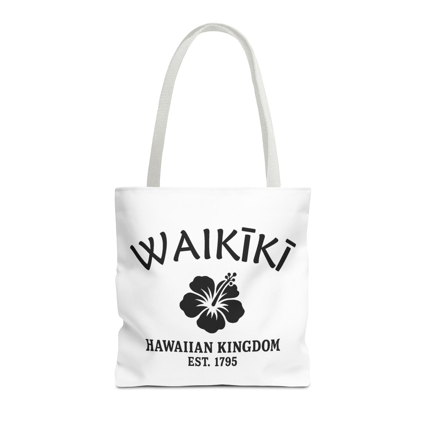 Waikiki Hawaii Vintage Retro Light Canvas Tote - Black Logo