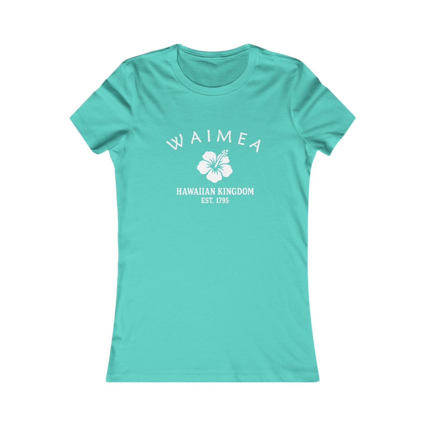 Waimea Hawaii Vintage Retro Womens Fitted Ringspun Cotton Tee - White Logo