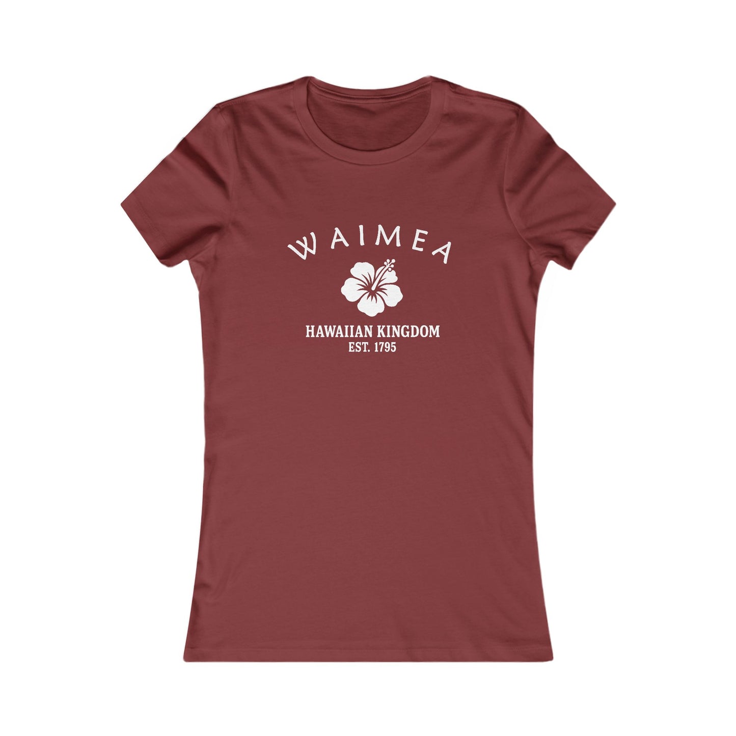 Waimea Hawaii Vintage Retro Womens Fitted Ringspun Cotton Tee - White Logo