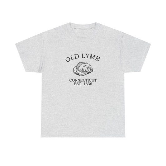 Old Lyme Connecticut Vintage Retro Unisex Heavy Cotton Tee - Black Logo