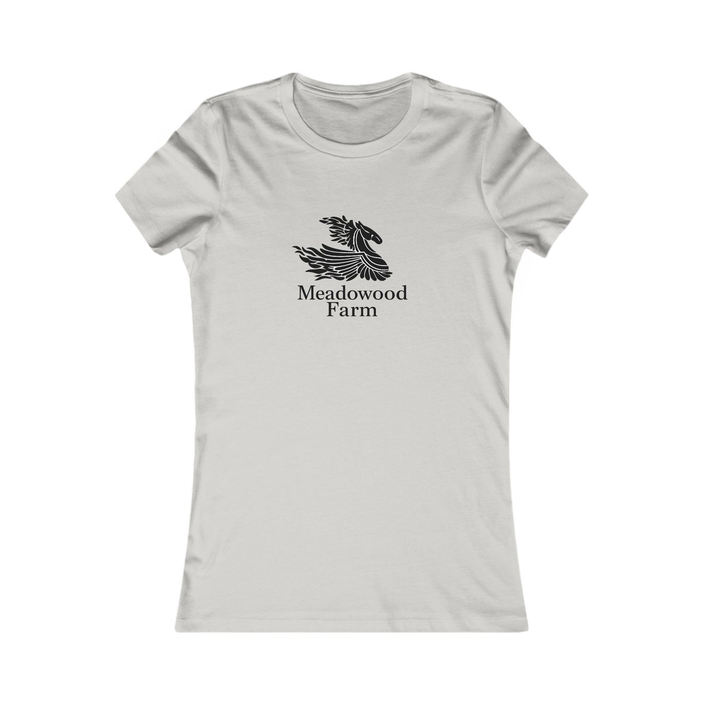 Meadowood Farm Ringspun Cotton Fitted Vintage Retro Womens Tee - Black Farm Logo