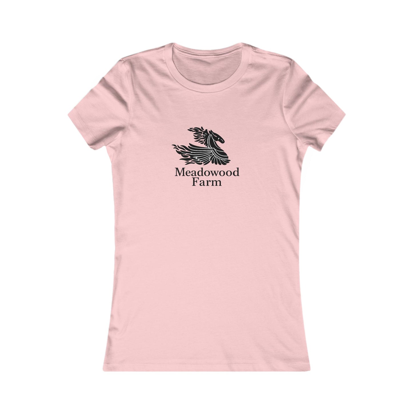 Meadowood Farm Ringspun Cotton Fitted Vintage Retro Womens Tee - Black Farm Logo