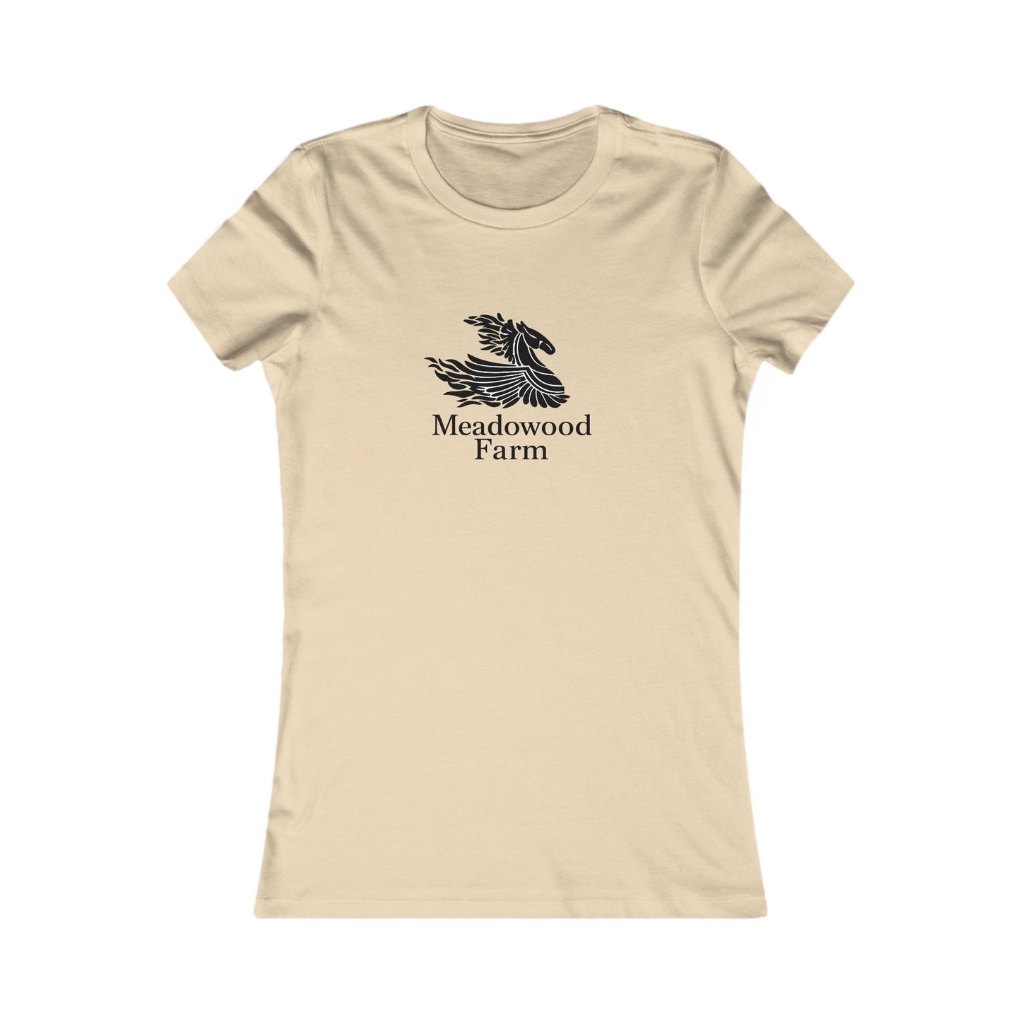 Meadowood Farm Ringspun Cotton Fitted Vintage Retro Womens Tee - Black Farm Logo