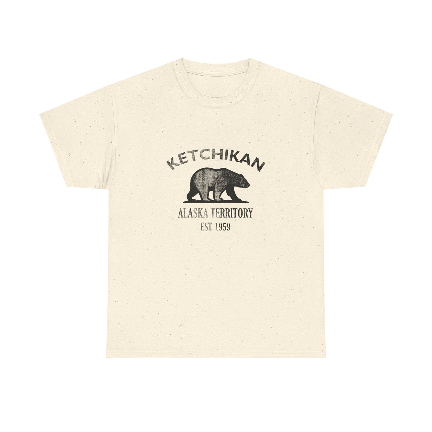 Ketchikan Alaska Vintage Retro Unisex Heavy Cotton Tee - Black Logo