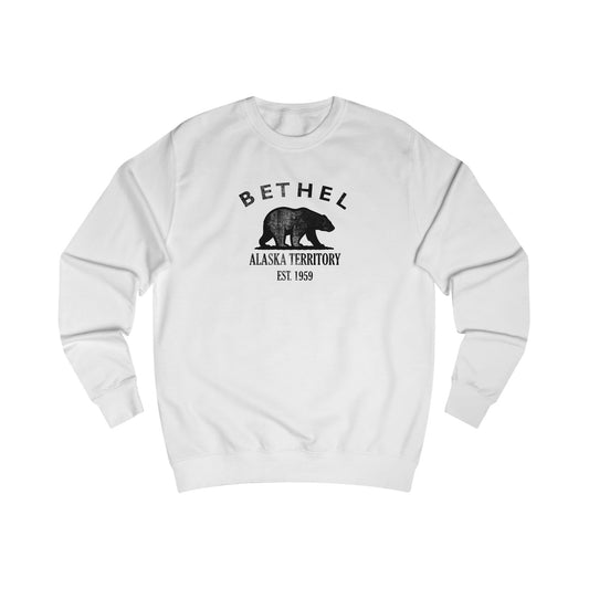 Bethel Alaska Vintage Retro Premium Crewneck Sweatshirt - Black Logo - Arctic White