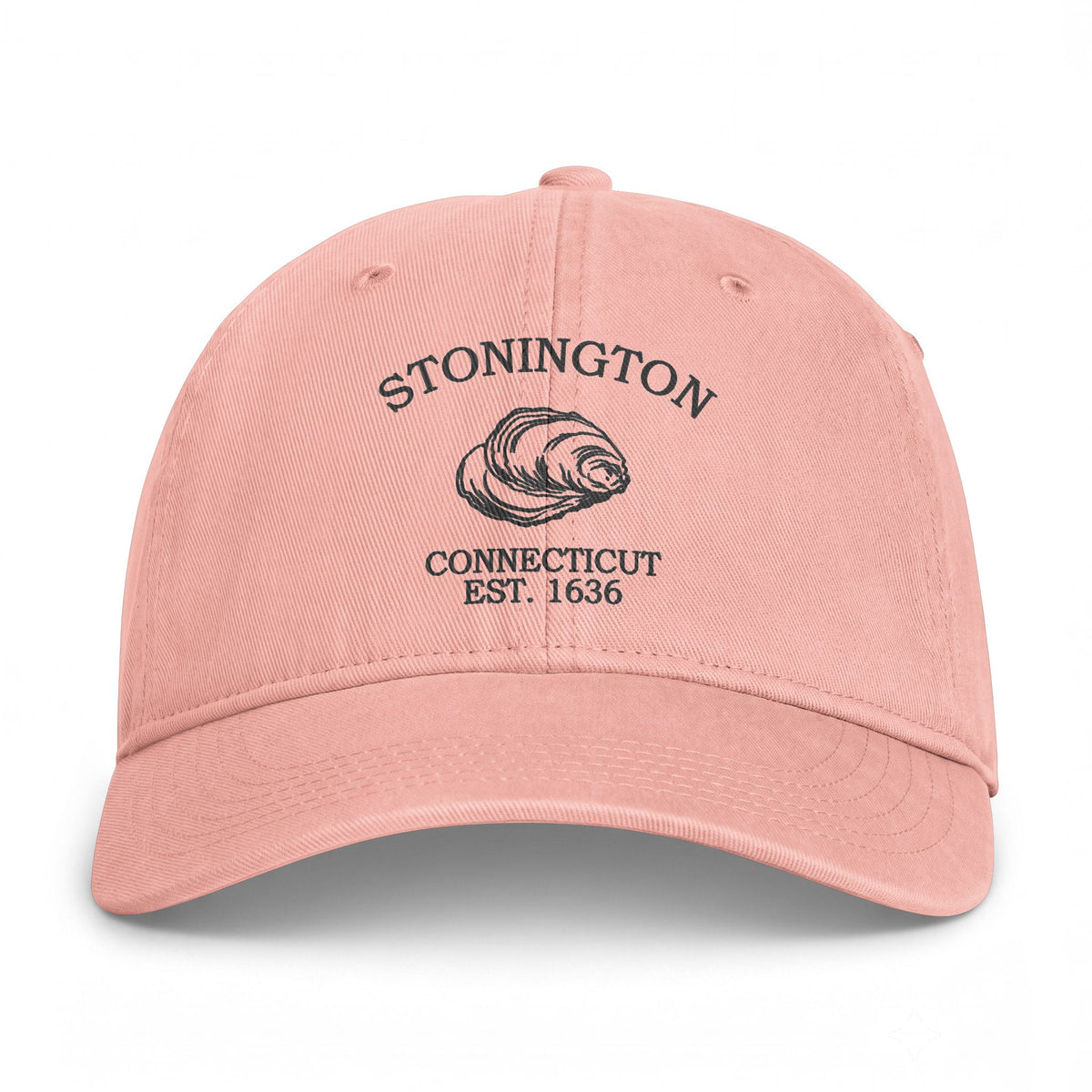 Stonington Connecticut Distressed Cotton Cap - Charcoal Print Logo