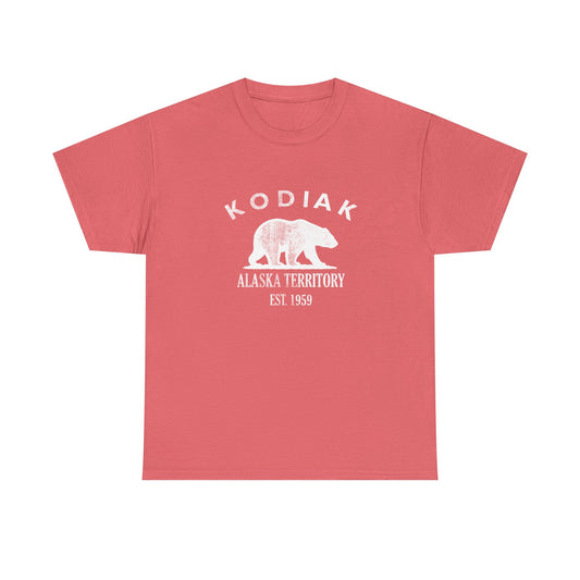 Kodiak Alaska Vintage Retro Unisex Heavy Cotton Tee - White Logo