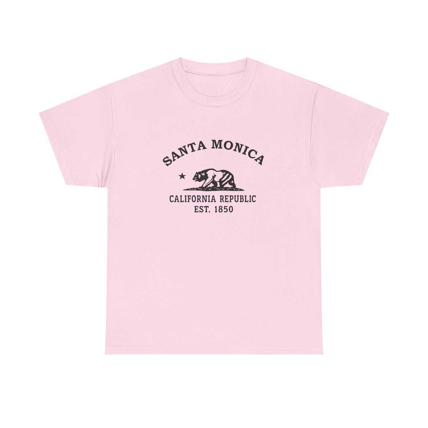 Santa Monica California Vintage Retro Unisex Heavy Cotton Tee - Black Logo