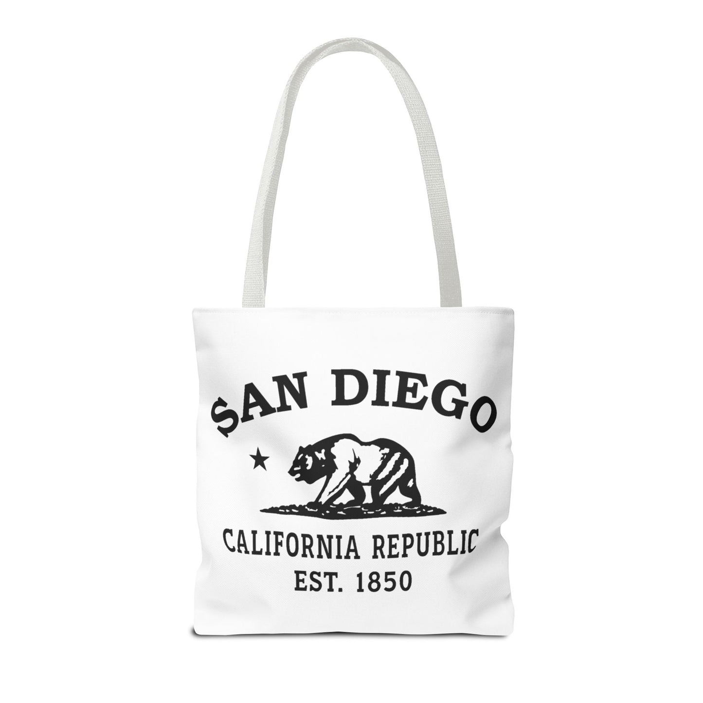 San Diego California Vintage Retro Light Canvas Tote - Black Logo