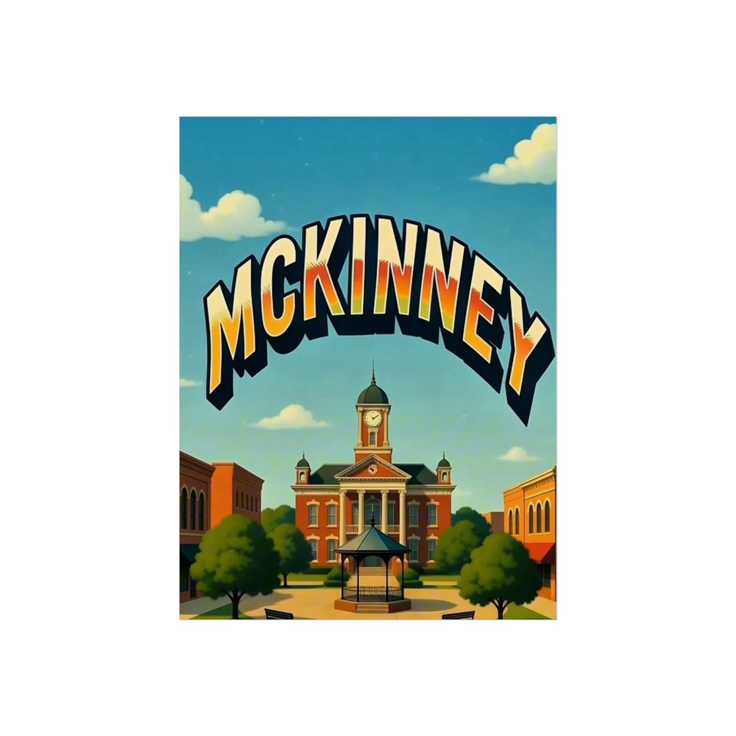 McKinney Texas Vintage Retro Giclée Print Art Series Poster