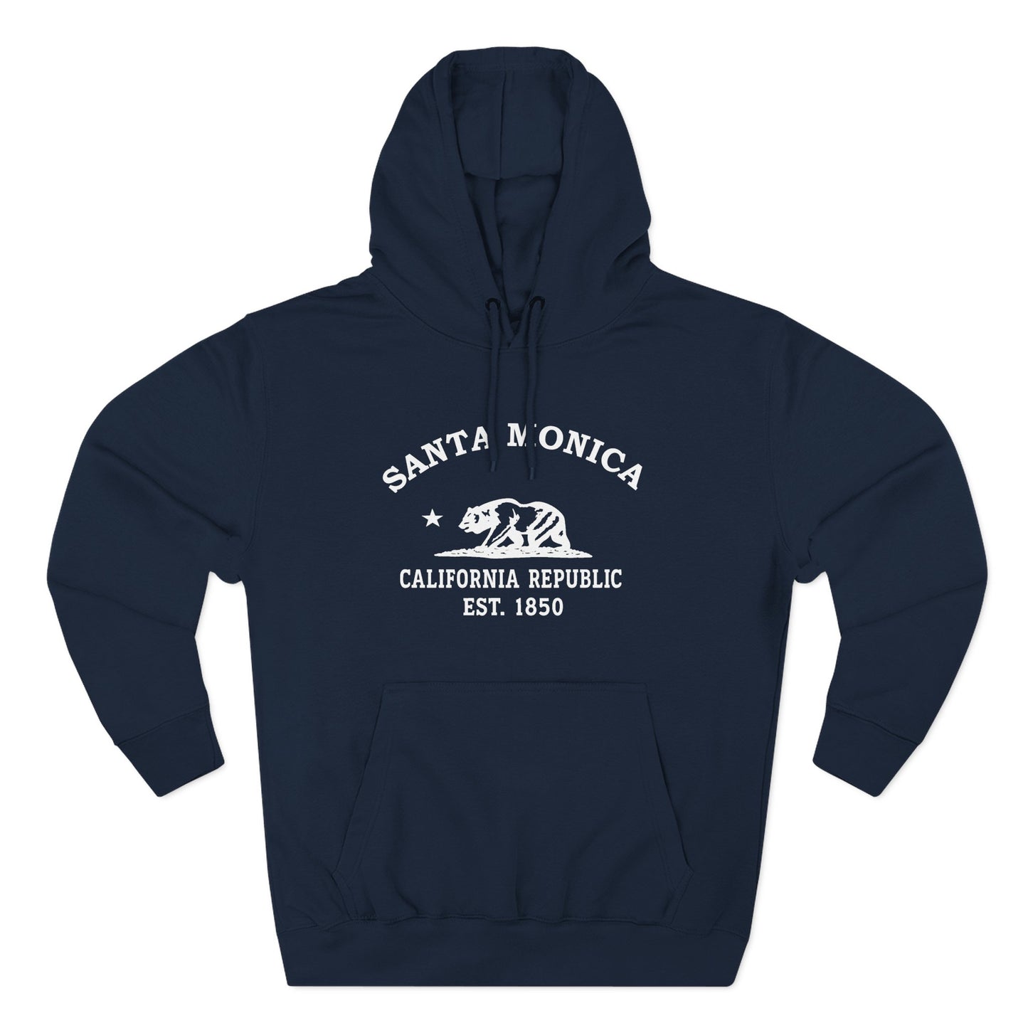 Santa Monica California Vintage Retro Unisex Heavy Cotton Hoodie - White Logo