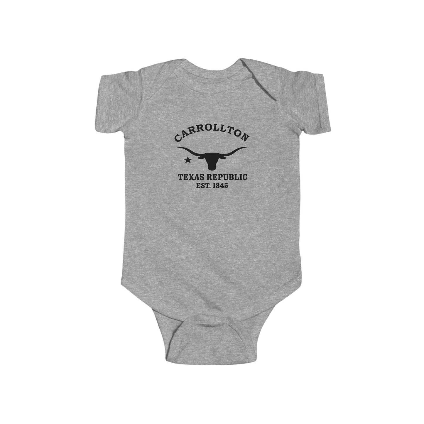 Carrollton Texas Vintage Retro Cotton Jersey Baby Bodysuit - Black Logo