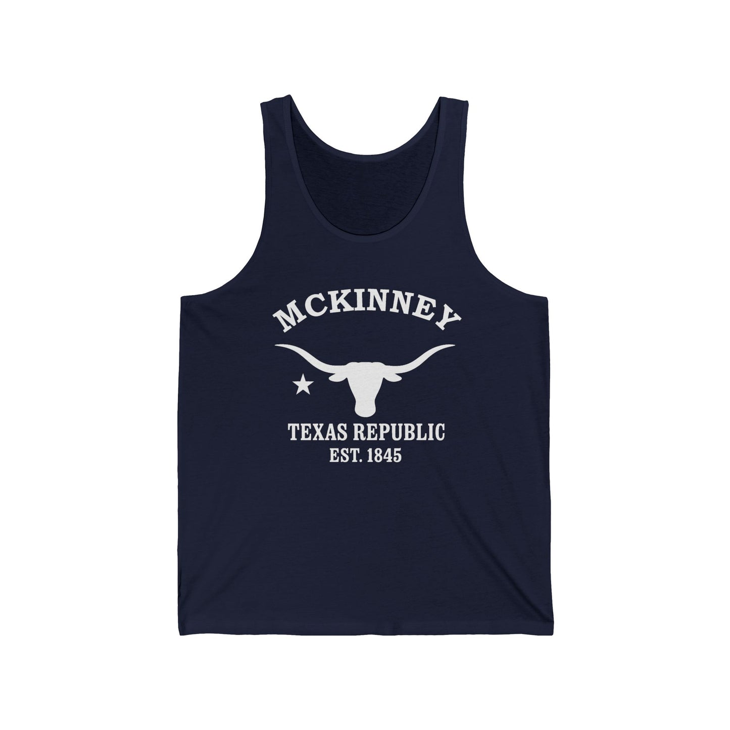 Mckinney Texas Unisex Cotton Jersey Tank Top - White Logo