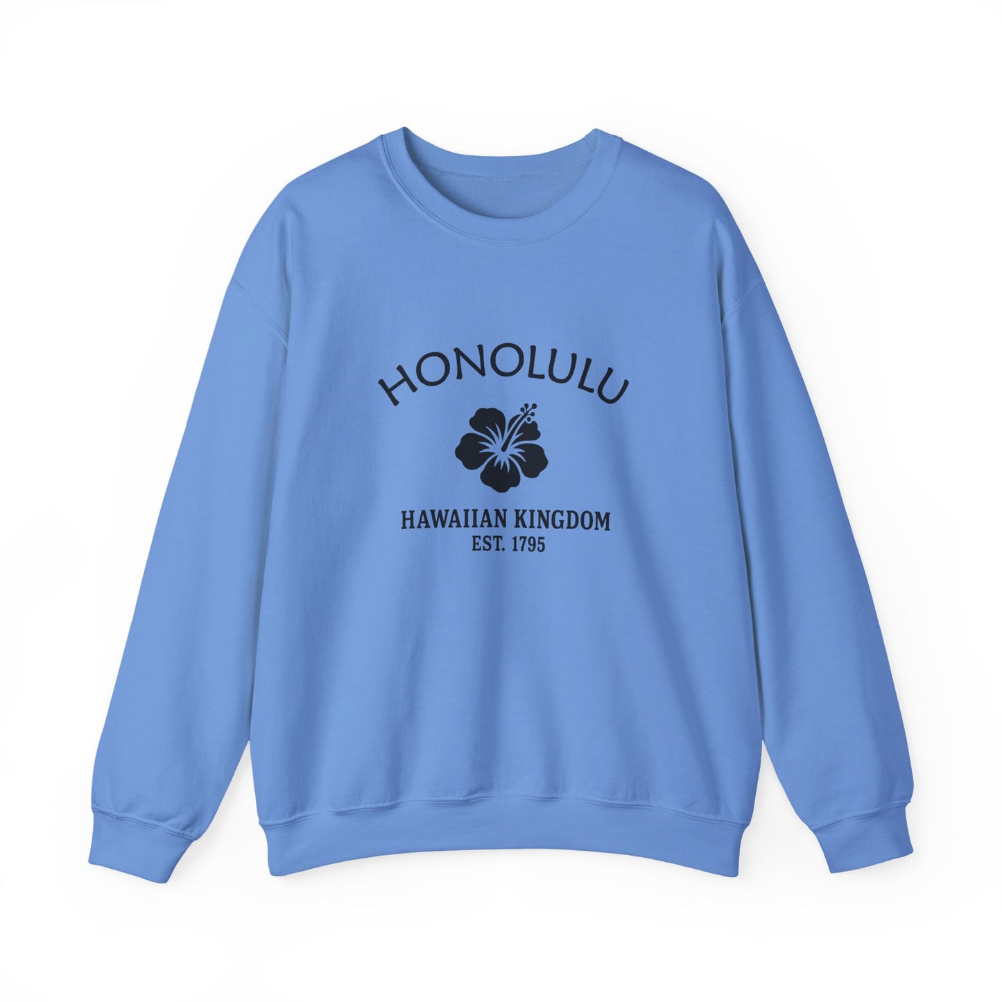 Honolulu Hawaii Vintage Retro Unisex Heavy Crewneck Sweatshirt - Black Logo