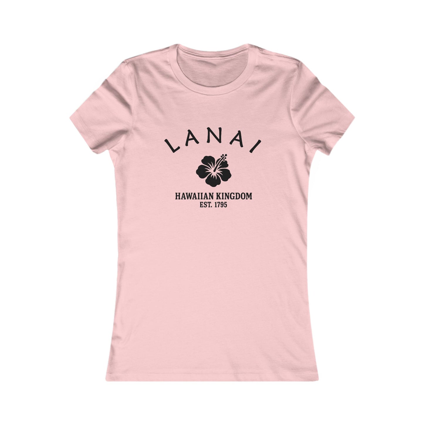 Lanai Hawaii Ringspun Cotten Fitted Vintage Retro Womens Tee - Black Logo
