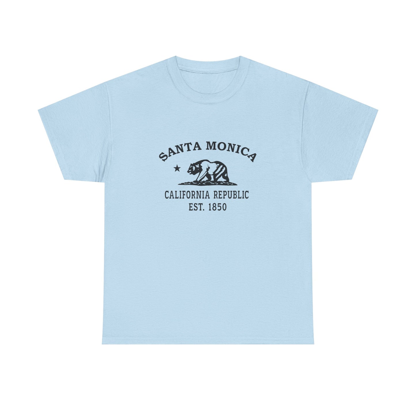 Santa Monica California Vintage Retro Unisex Heavy Cotton Tee - Black Logo