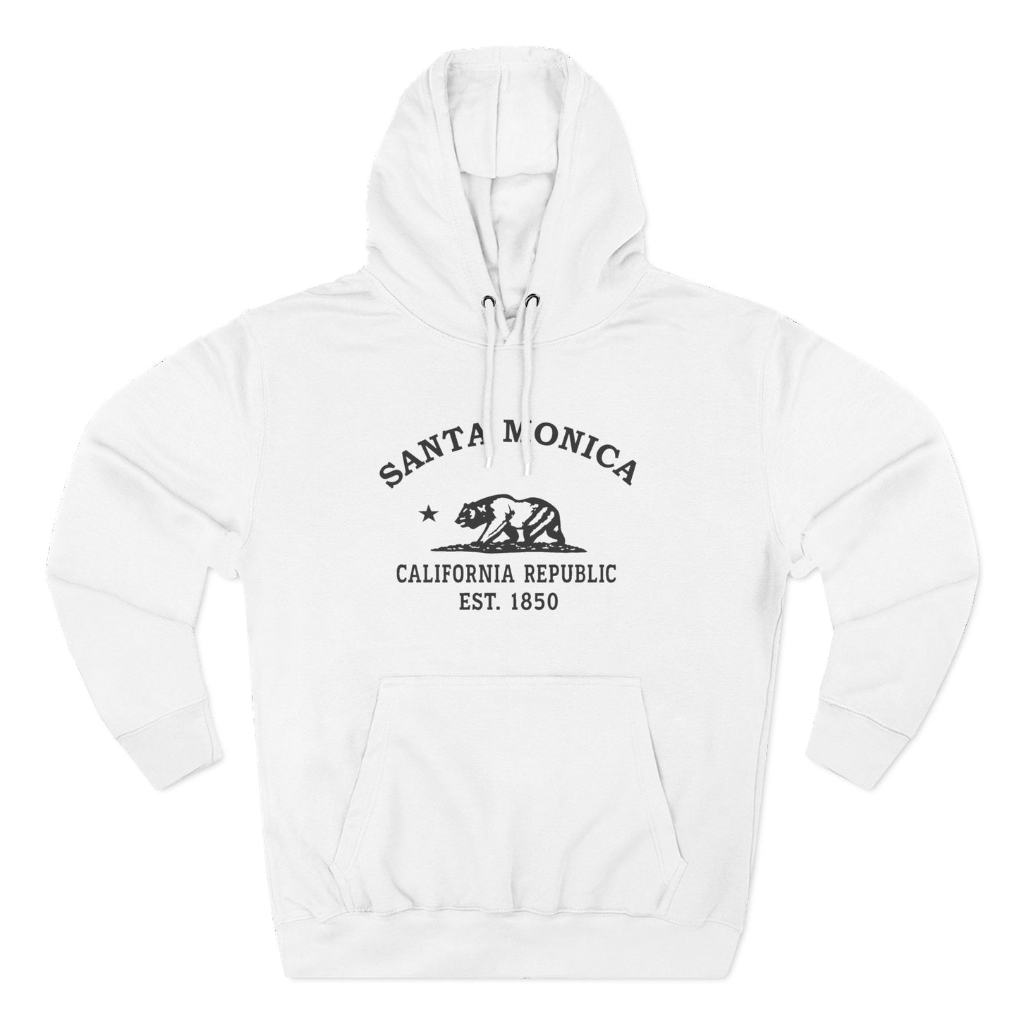 Santa Monica California Vintage Retro Unisex Heavy Cotton Hoodie - Black Logo