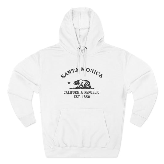 Santa Monica California Vintage Retro Unisex Heavy Cotton Hoodie - Black Logo