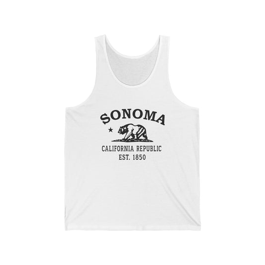 Sonoma California Unisex Cotton Jersey Tank Top - Black Logo